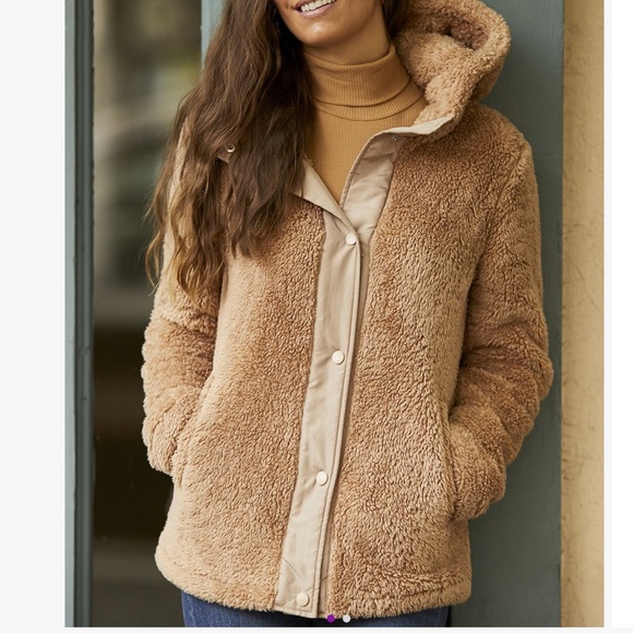 Steve Madden tan brown teddy style snap up jacket. SZ.XL-1X. NWT - Picture 2 of 7